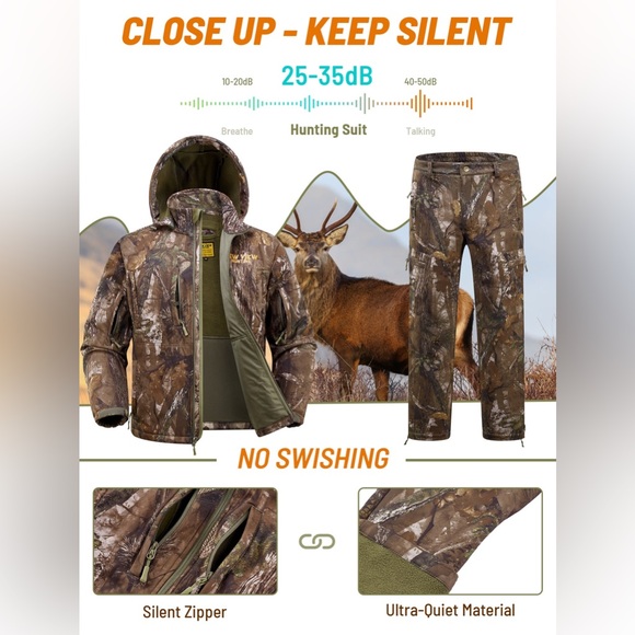 Combo Camo Hunting Clothes for Men, Jacket and Pants with Face Mask and gloves - Picture 14 of 15